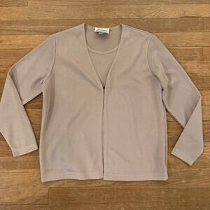 Joanna cream gold shimmery blouse open front shirt top size MP
 b65